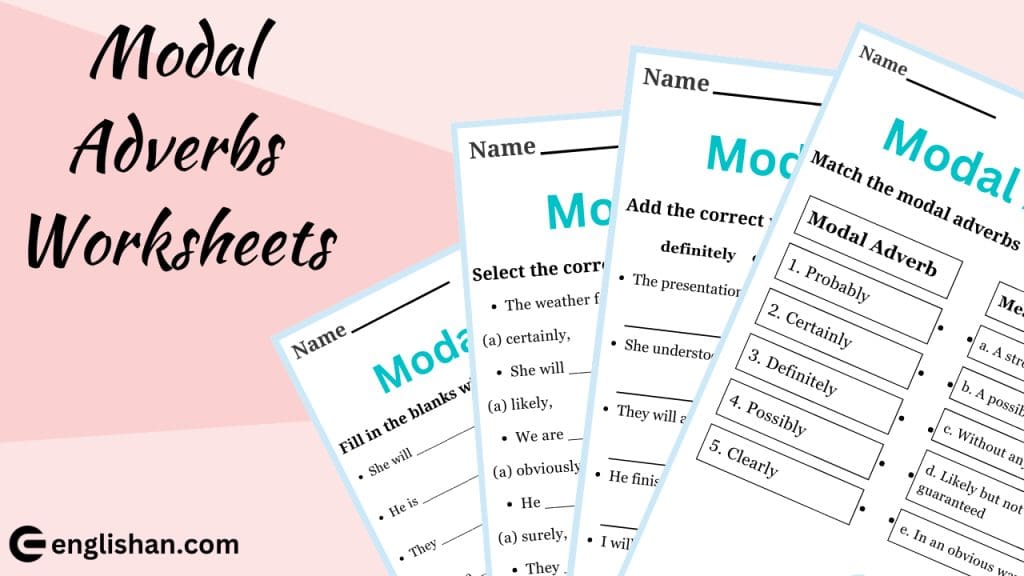 Modal adverbs Worksheets with Answers