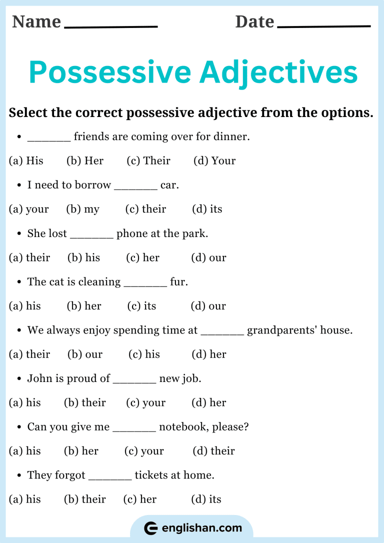Menguasai Kepemilikan: Latihan Soal Possessive Adjective untuk Siswa Kelas 3 SD