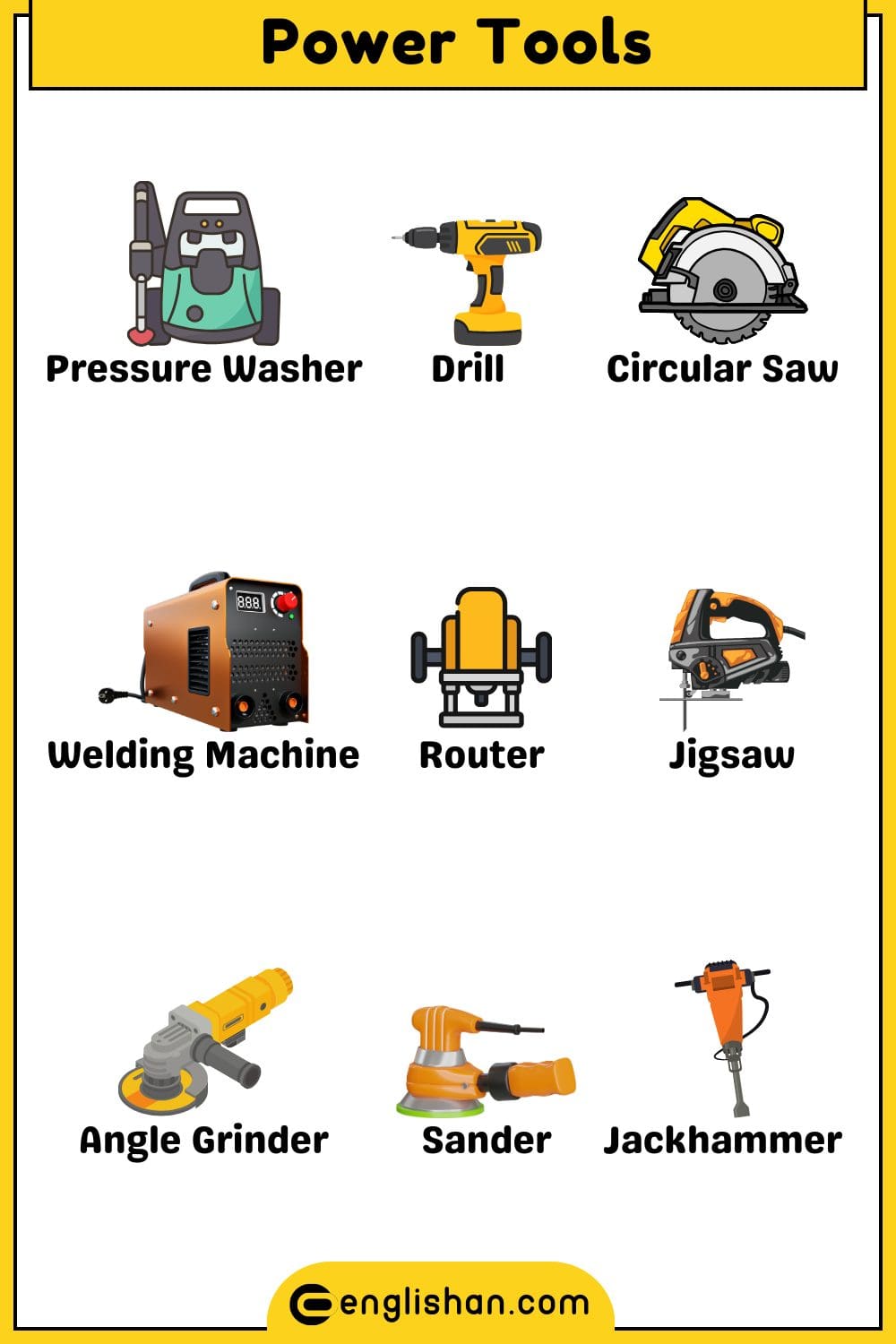 Power tools names for heavy-duty tasks