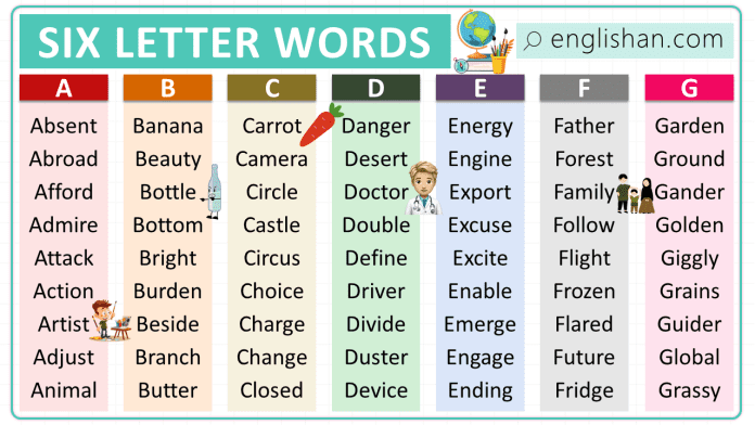 Six Letter Words in English