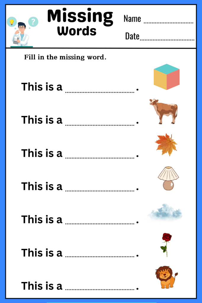 English learning worksheets for sentence building and grammar