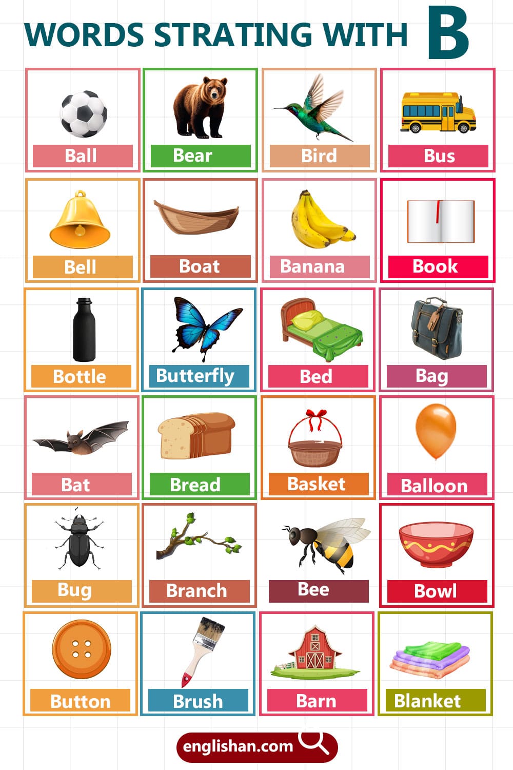 B Words List for Kids