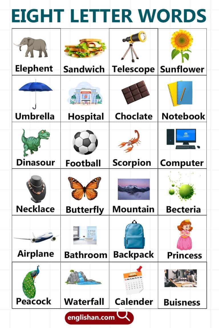 8 Letter Words ( 2100 Words List from A to Z ) • Englishan