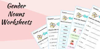 Gender Nouns Worksheets with Answers in English