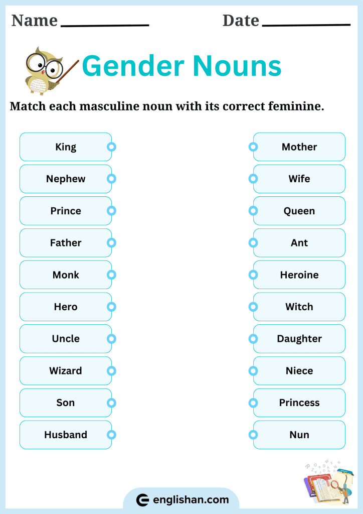 Match each masculine noun to its feminine