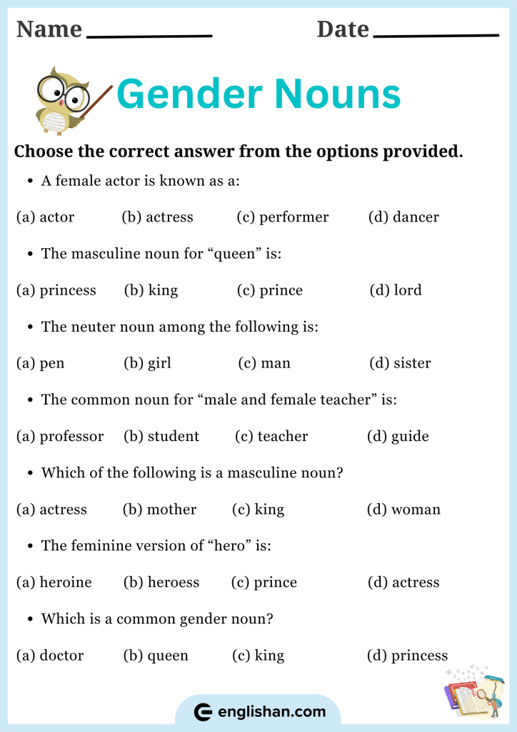 Choose the right option to learn gender nouns