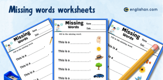 Missing words worksheets with Answers in English