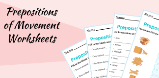 Prepositions of Movement Worksheets with Answers in English