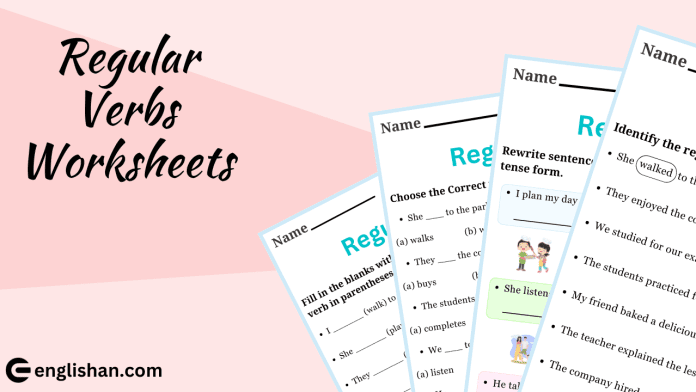 Regular Verbs Worksheets with Answers in English