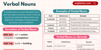 Verbal noun in English with Examples