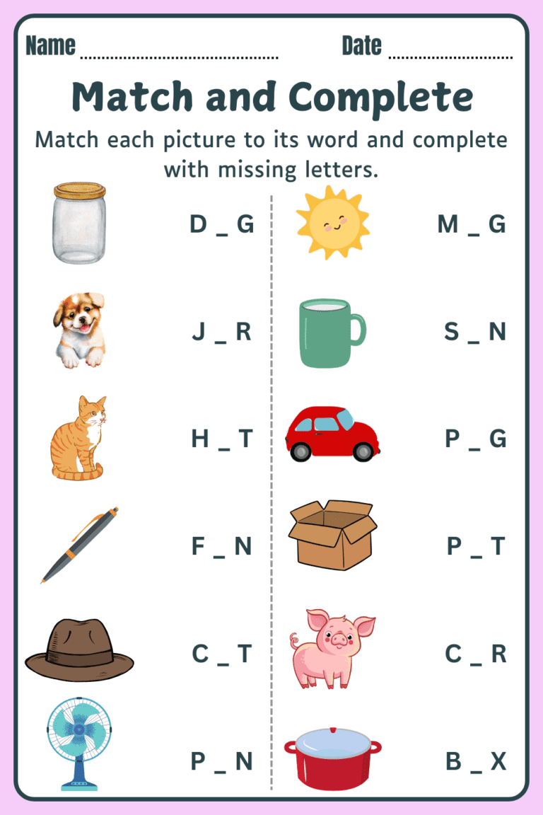 Missing 3 Letters Worksheets.pdf 3 Letter Words Worksheets PDF - Easy to Download and Print