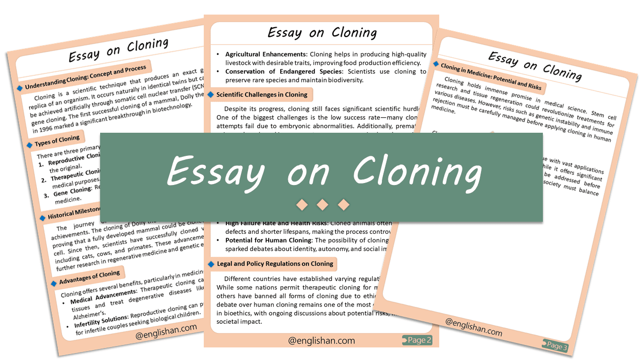 Cloning Essay – 10 Lines, 250 Words, and 500 Words
