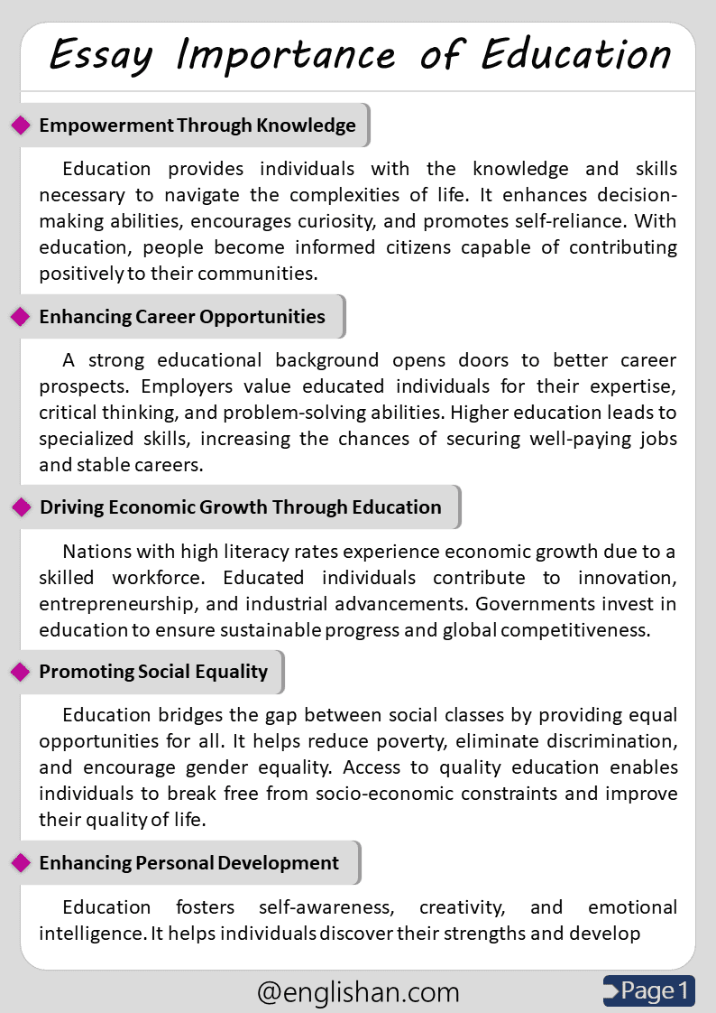 Importance of Education Essay – 10 Lines, and 500 Words