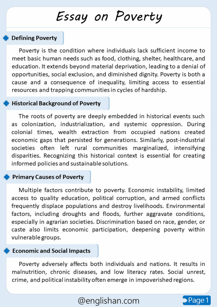 Poverty Essay – 10 Lines, 250 Words, and 500 Words