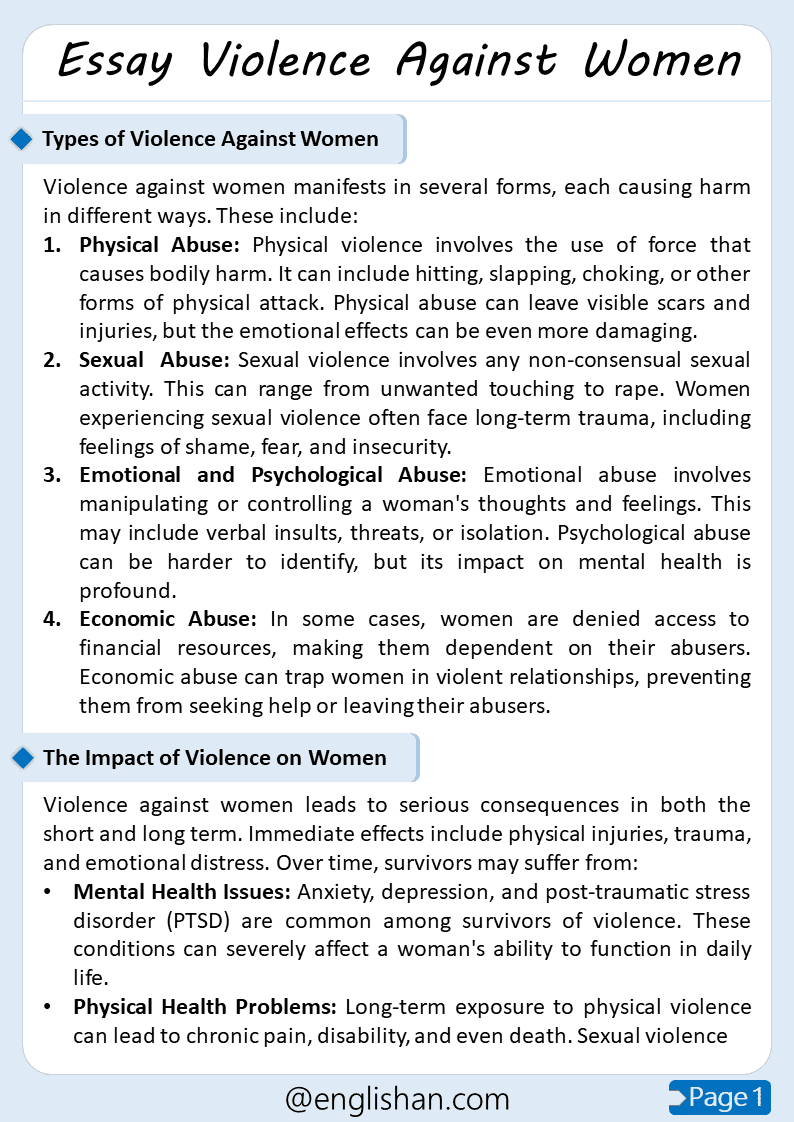 Violence Against Women Essay – 10 Lines, and 500 Words