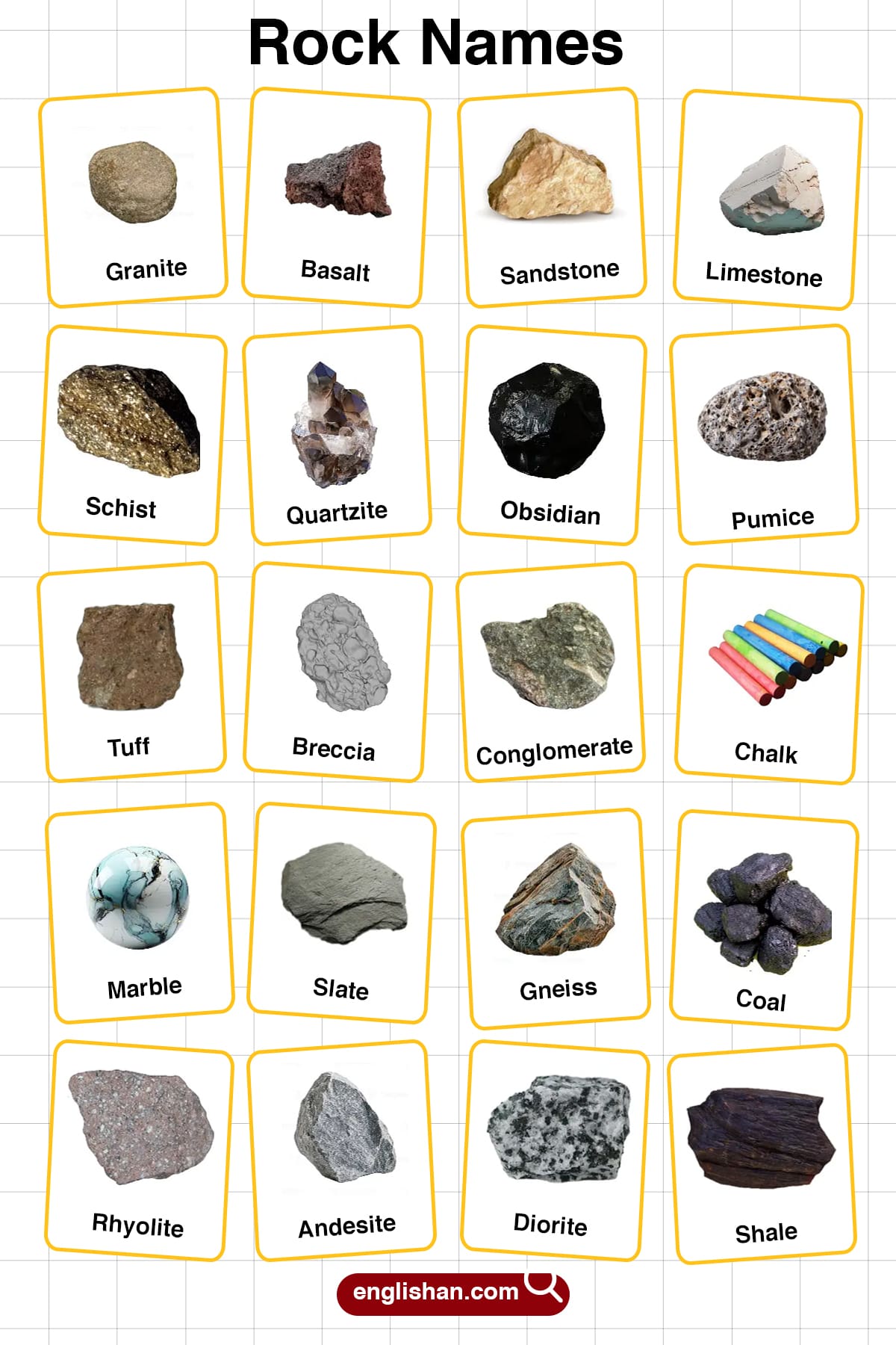Things Rocks Name Rock Names in English with their Pictures