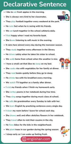 100 Useful Declarative Sentence Examples List