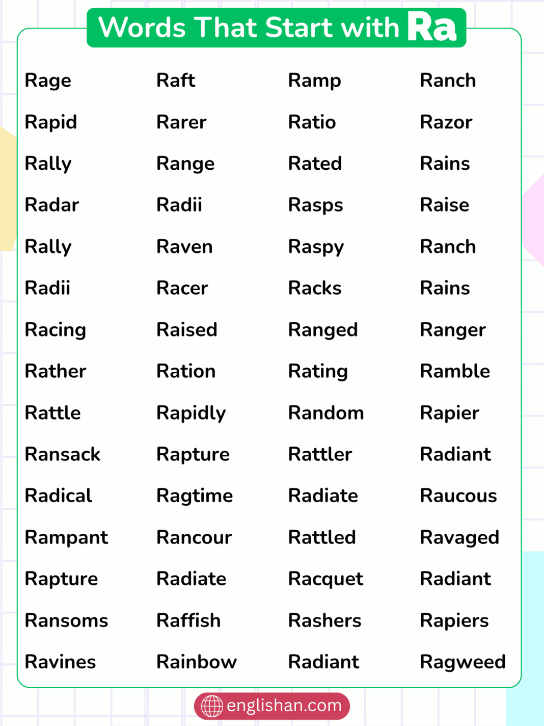 Words With Rae 700 Words That Start with Ra – Complete Ra Words List