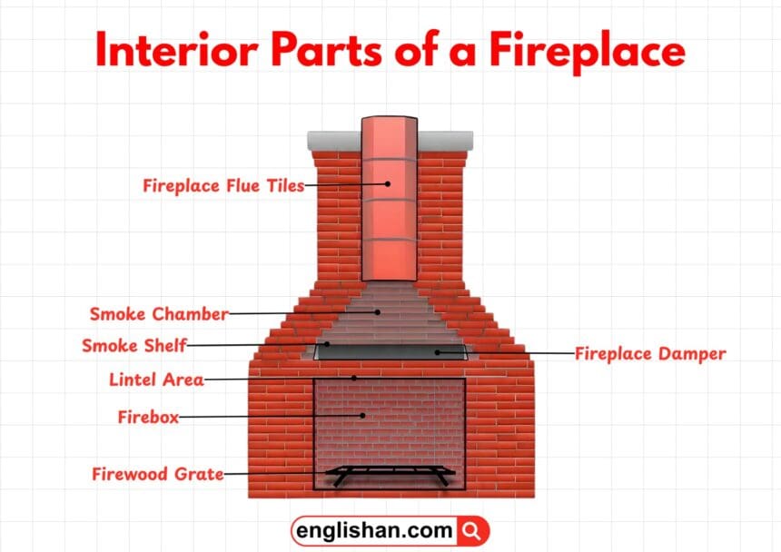 Firepace Components Parts of a Fireplace with Labeled Diagram (Complete Guide)