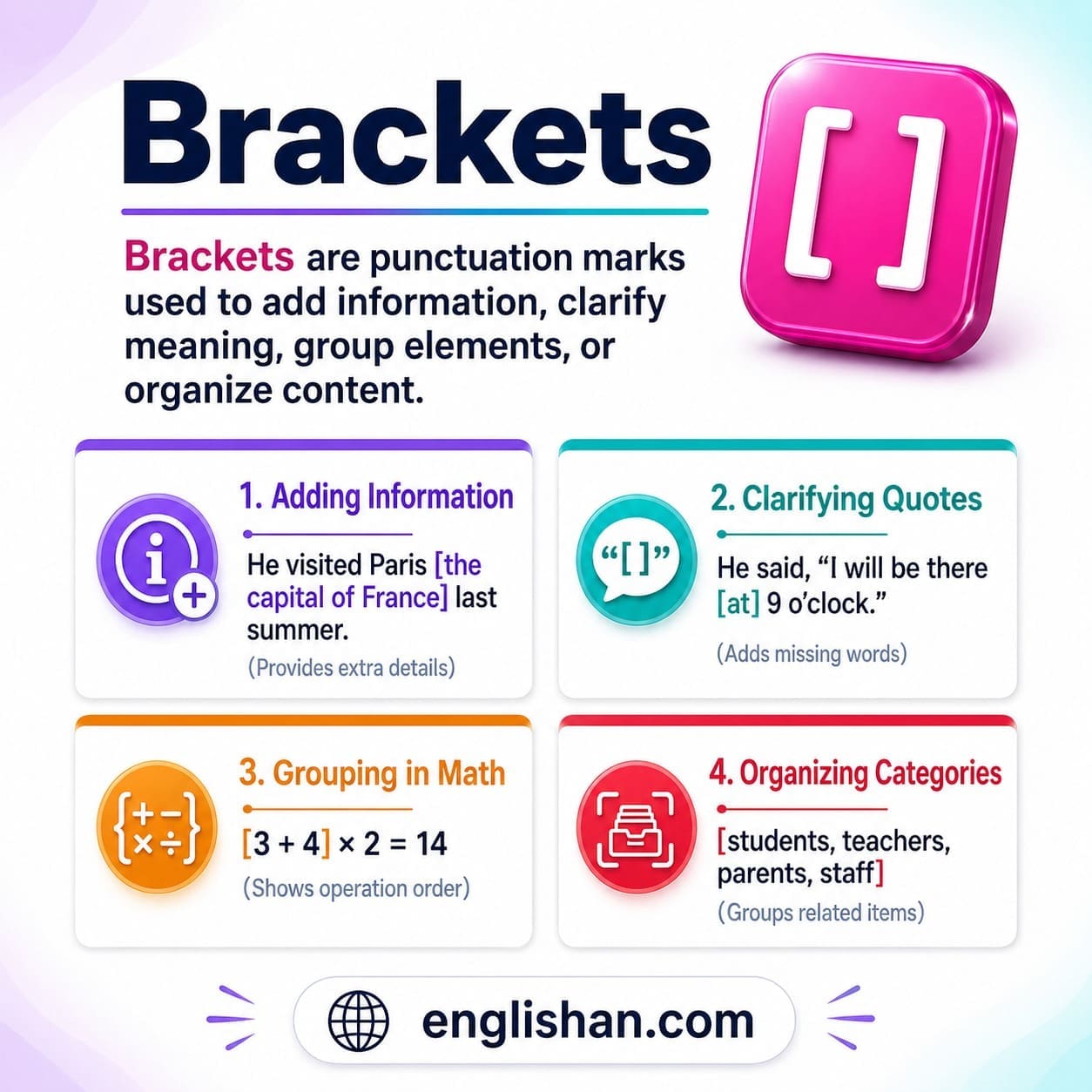 Brackets in English Grammar: Simple Rules, Uses, and Examples