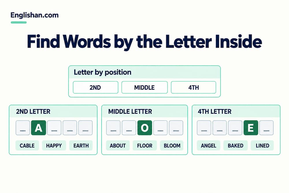 Find 5 Letter Words by Letter Position like 2nd , middle or 4th